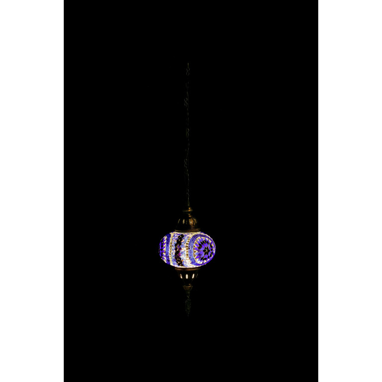 Hanging blue/white lamp UFO, 70 cm